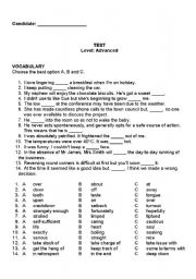 English Worksheet: Advanced TEST