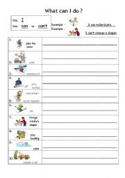 English Worksheet: What can I do?