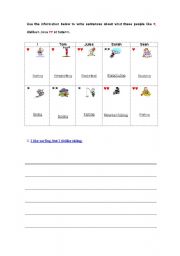 English Worksheet: likes and dislikes