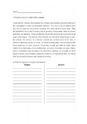 English Worksheet: A lesson for cognates