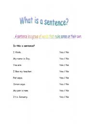 English Worksheet: Building sentences