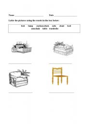 English worksheet: Furniture