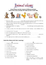 English Worksheet: Animal Idioms 1