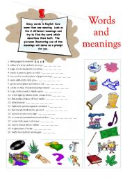 English Worksheet: WORDS AND MEANINGS