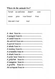 English Worksheet: Anmals