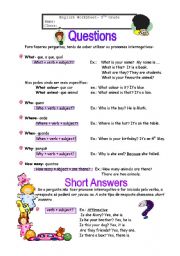 English Worksheet: Wh- questions