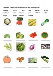 English Worksheet: Vegetable Match