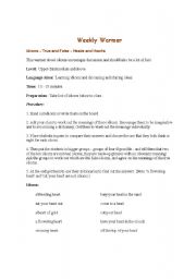 English Worksheet: weekly warmer