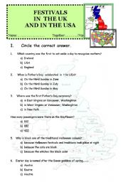 English Worksheet: British culture contest