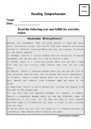 English Worksheet: museums