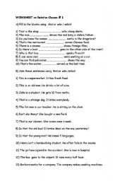 English Worksheet: relative clause 