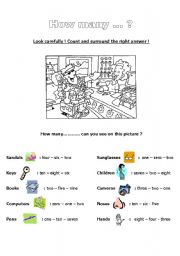 English Worksheet: How many ?