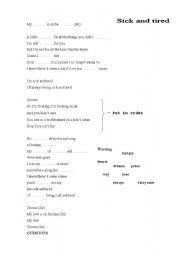 English worksheet: ANASTACIAS SONG