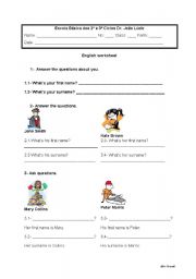 English worksheet: Name/surname