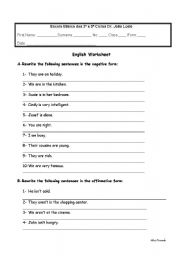 English Worksheet: Verb To Be