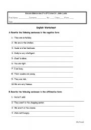 English worksheet: Verb To Be