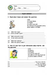 English Worksheet: Personal Identification
