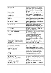 English Worksheet: Basic Banking