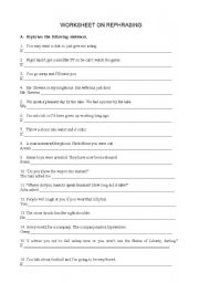 English Worksheet: Rephrasing