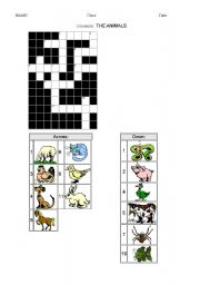 English Worksheet: animals crosswords