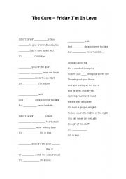 English Worksheet: Song about the days of the week-Friday Im in love by The Cure