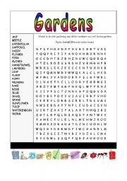 Gardens wordsearch