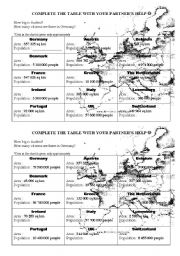 English Worksheet: practice numbers-pair work