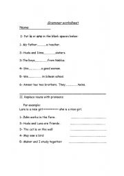 English Worksheet: is and are, pronouns and short answers