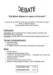 English Worksheet: Hot chair disccussion - British Empire