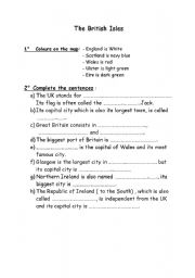 English worksheet: The Britsh Isles