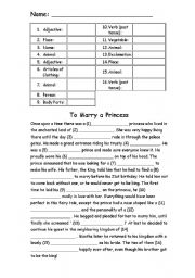 English Worksheet: Mad Libs - To Marry A Princess