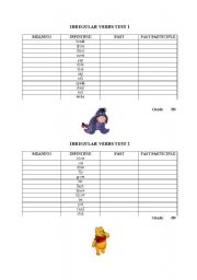 English Worksheet: irregular verbs test