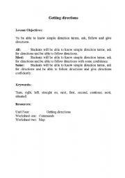 English Worksheet: Getting directions