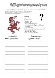 English worksheet: getting to know smb. new