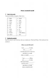 English Worksheet: What a wonderful world!