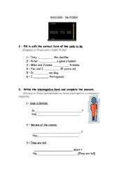 English Worksheet: verb to be