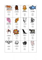 English Worksheet: Taboo about animals