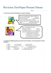 English Worksheet: Present Simple Present Continuous