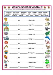 English Worksheet: COMPARE THESE ANIMALS