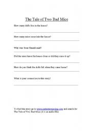 English worksheet: The Tale of Two Bad Mice