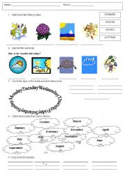 English Worksheet: weather, months and days