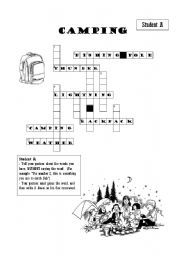 English Worksheet: Camping Interactive Crossword