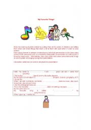 English Worksheet: My Favourite Things