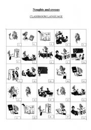 English Worksheet: noughts and crosses classroom language