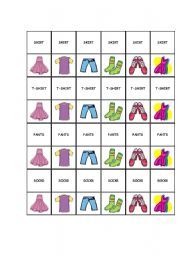 English Worksheet: clothes domino