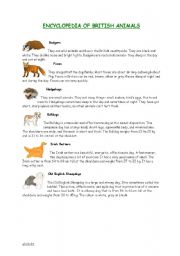 English worksheet: animals