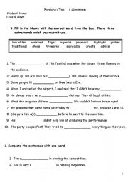 English worksheet: Test on vocabulary