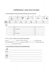 English Worksheet: EXPRESSING LIKES AND DISLIKES