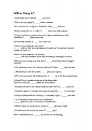 English Worksheet: will and going to