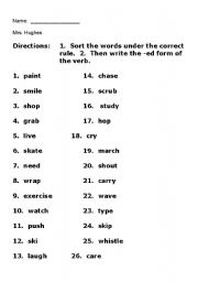 English Worksheet: Spelling simple past actions